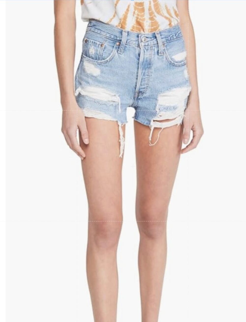 Levi’s 501 Distressed Cutoff Denim Shorts Light Wash High Waisted Size 27
